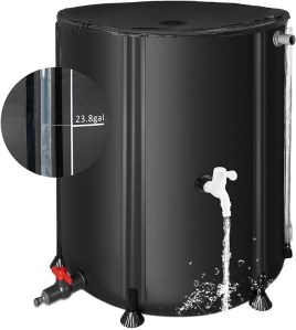 Collapsible rain barrel 3 gallons black